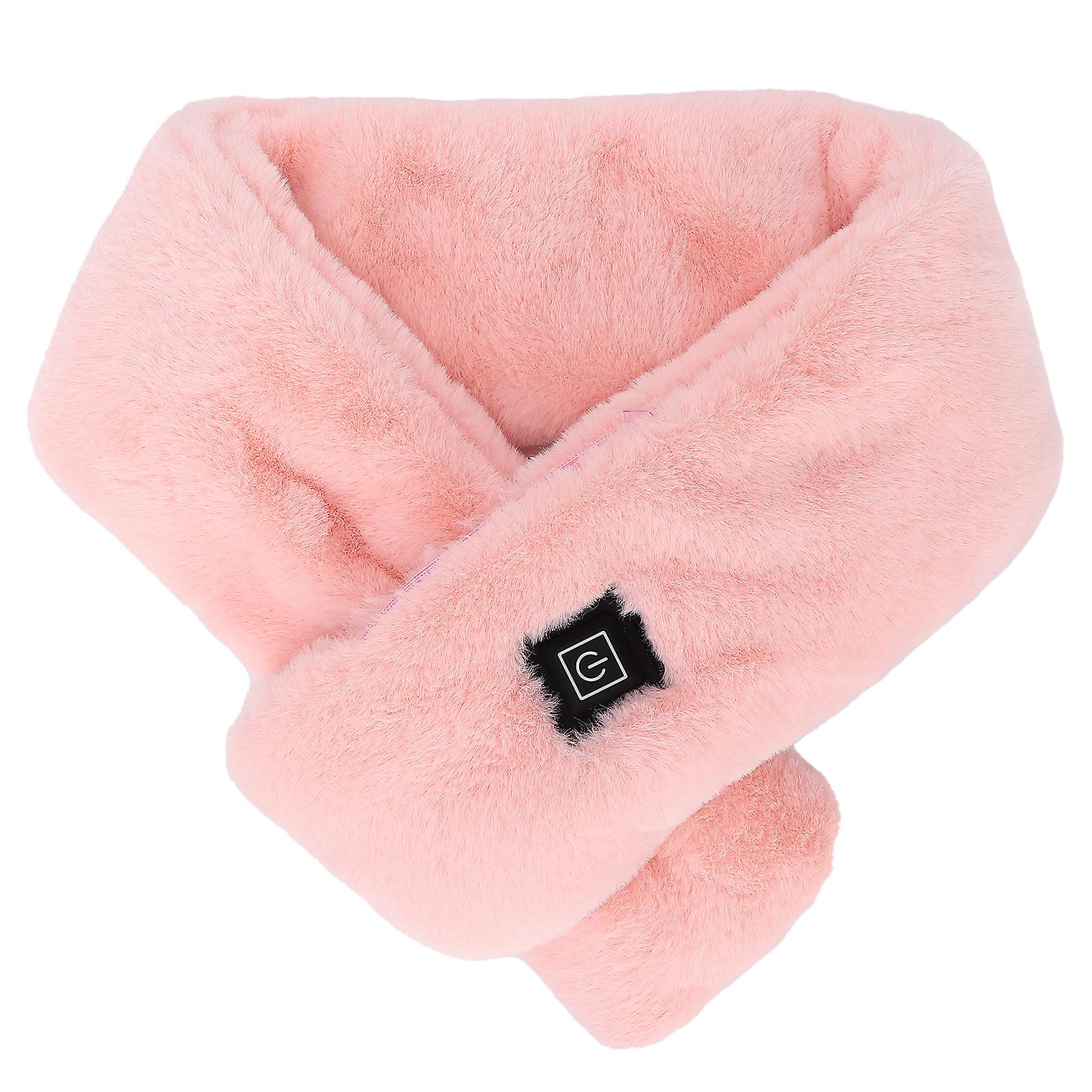 USB Heated Scarf Adjustable Neck Warmer Detachable Plush Heating Wrap for Cold Weather Soft Warm Neck Scarf Pink