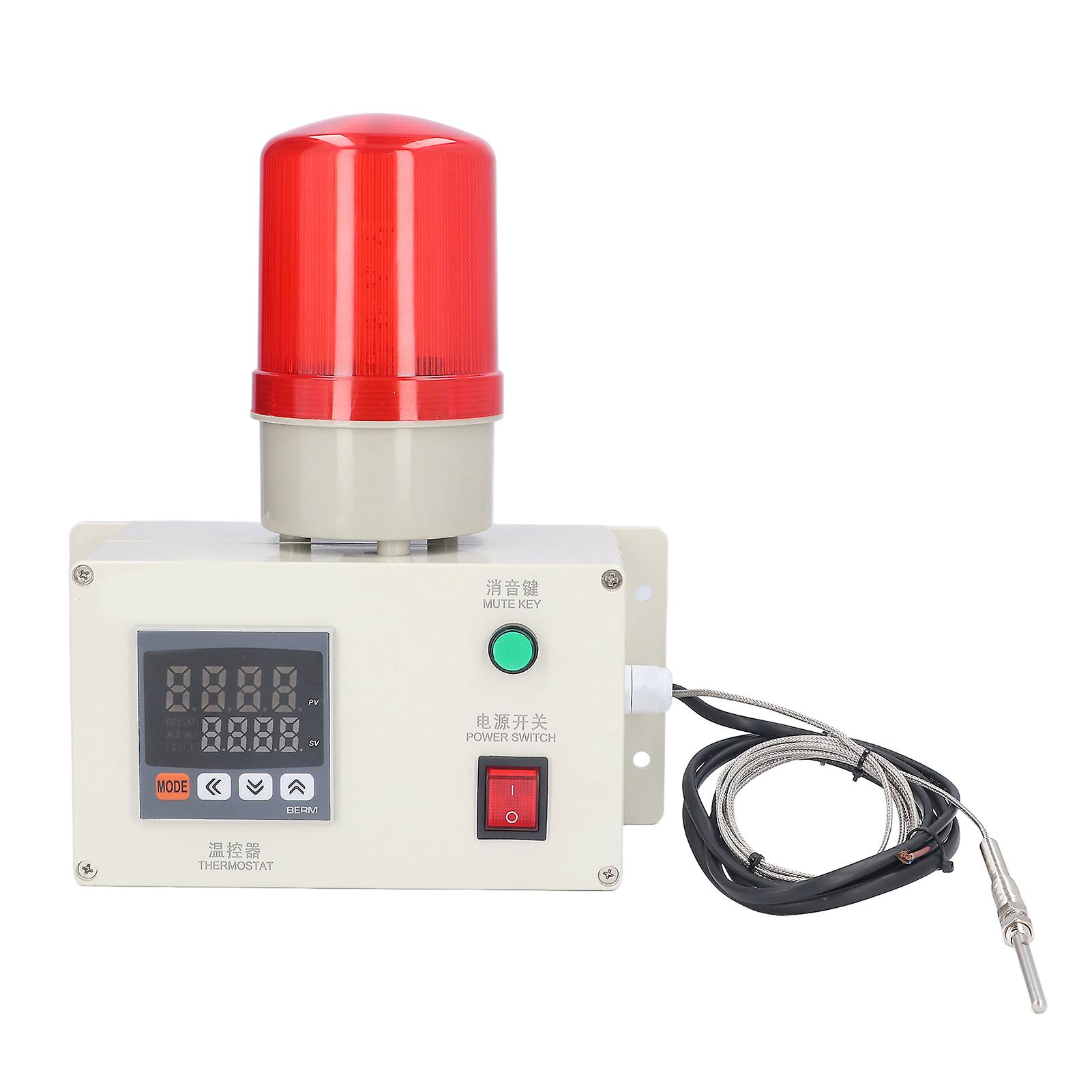 Temperature Alarm, Automatic Alarming AC 220V Simple Setup Temp Warning Controller High Accuracy with 2 Meters Sensing Wire for Household