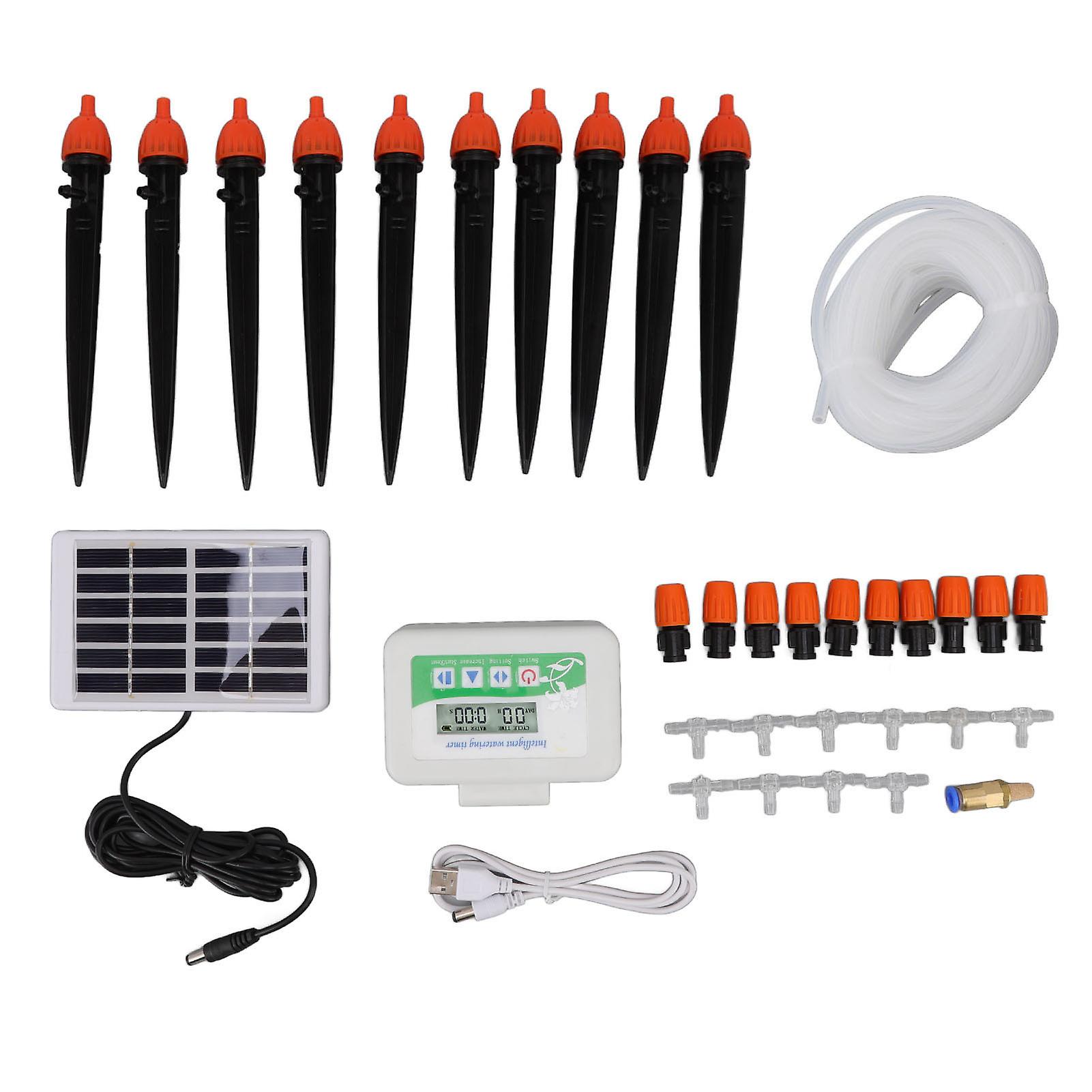 Solar-Powered Watering System with Timer, USB, and Rainproof 2000mAh Battery