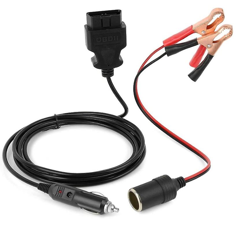 Cigarette Lighter Extension Cable (3 M) with Crocodile Clip, Cigarette Lighter Socket (Obd and Crocodile Clip)