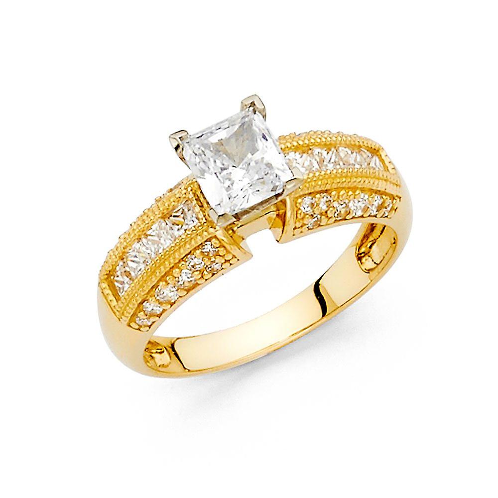 14k Yellow Gold Cubic Zirconia Engagement Ring5-Engagement-Ring for Women
