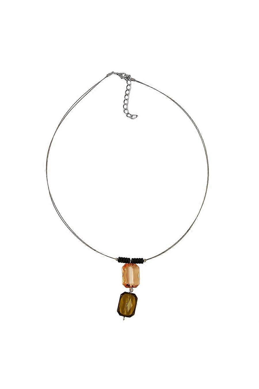 Necklace Square Pendants Champagne Olive Coloured - Gl02295