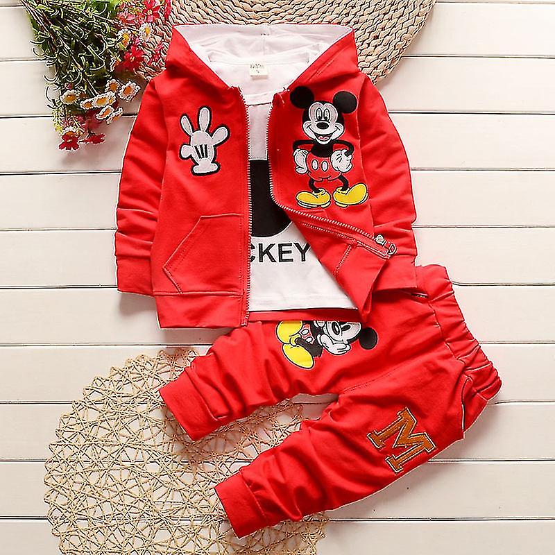Kids Baby Mickey Mouse Outfit T-shirt Hooded Jacket Trousers