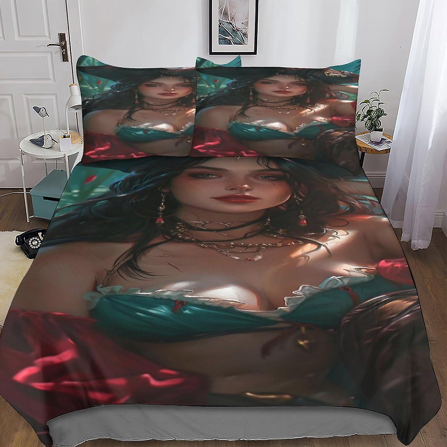 DSJackson One Piece Chic Comforter Cover Set with Hidden Zipper Closure - Stylish Microfiber Anime Bedding with 3D Print, 3-Piece Set with Pillowcases