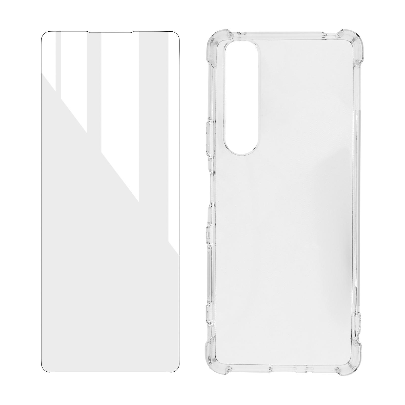 Pack de protecção Sony Xperia 10 III capa macia e vidro temperado transparente