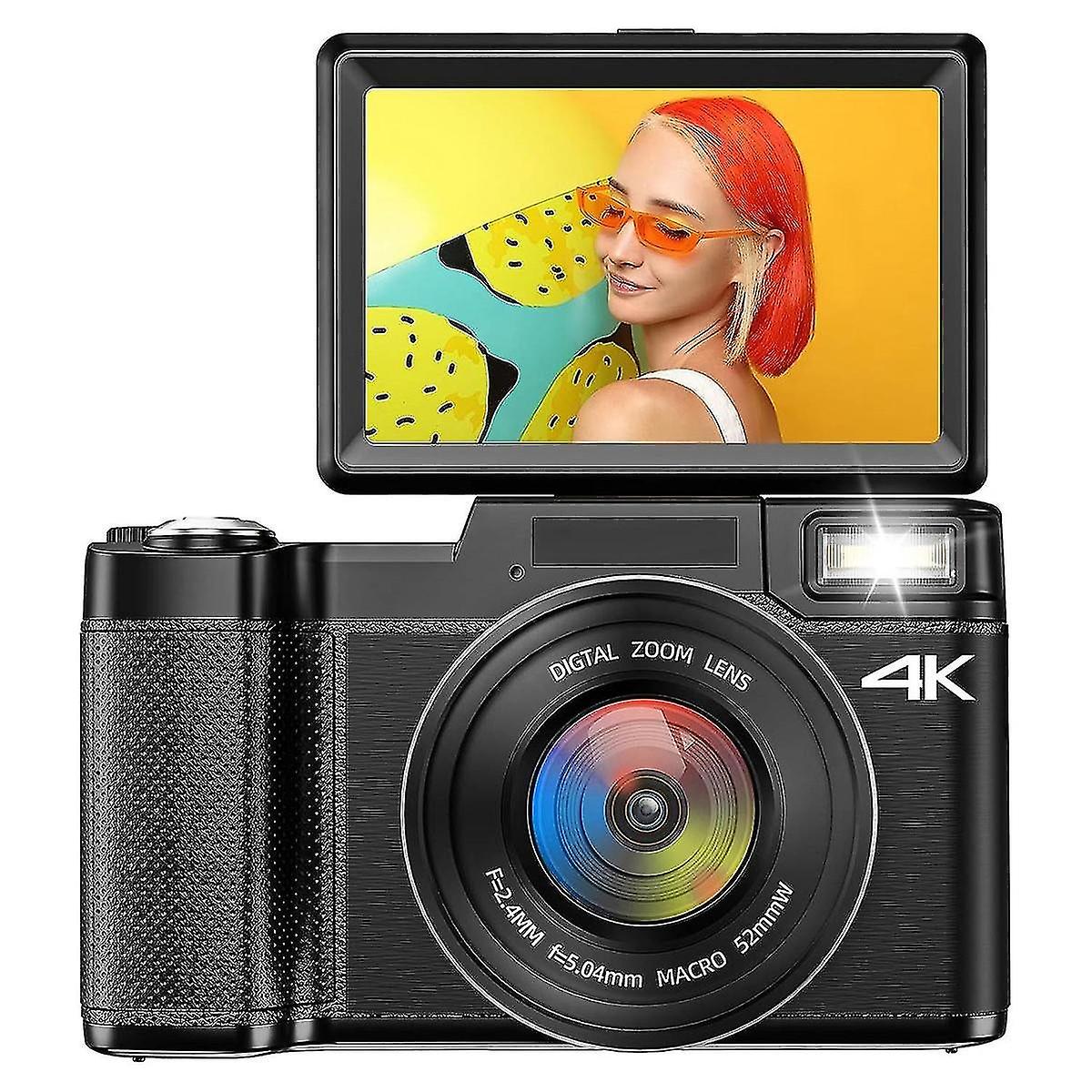 4k Digital Camera For Photography,autofocus 48mp Camera With 16x Digital Zoom, 180flip Screen Video 