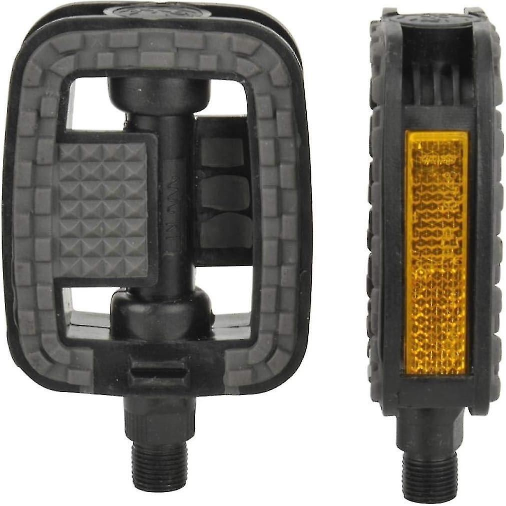 Pedals with Anti-Slip Strips and Reflectors, Compatible with All Types of Bikes, Black