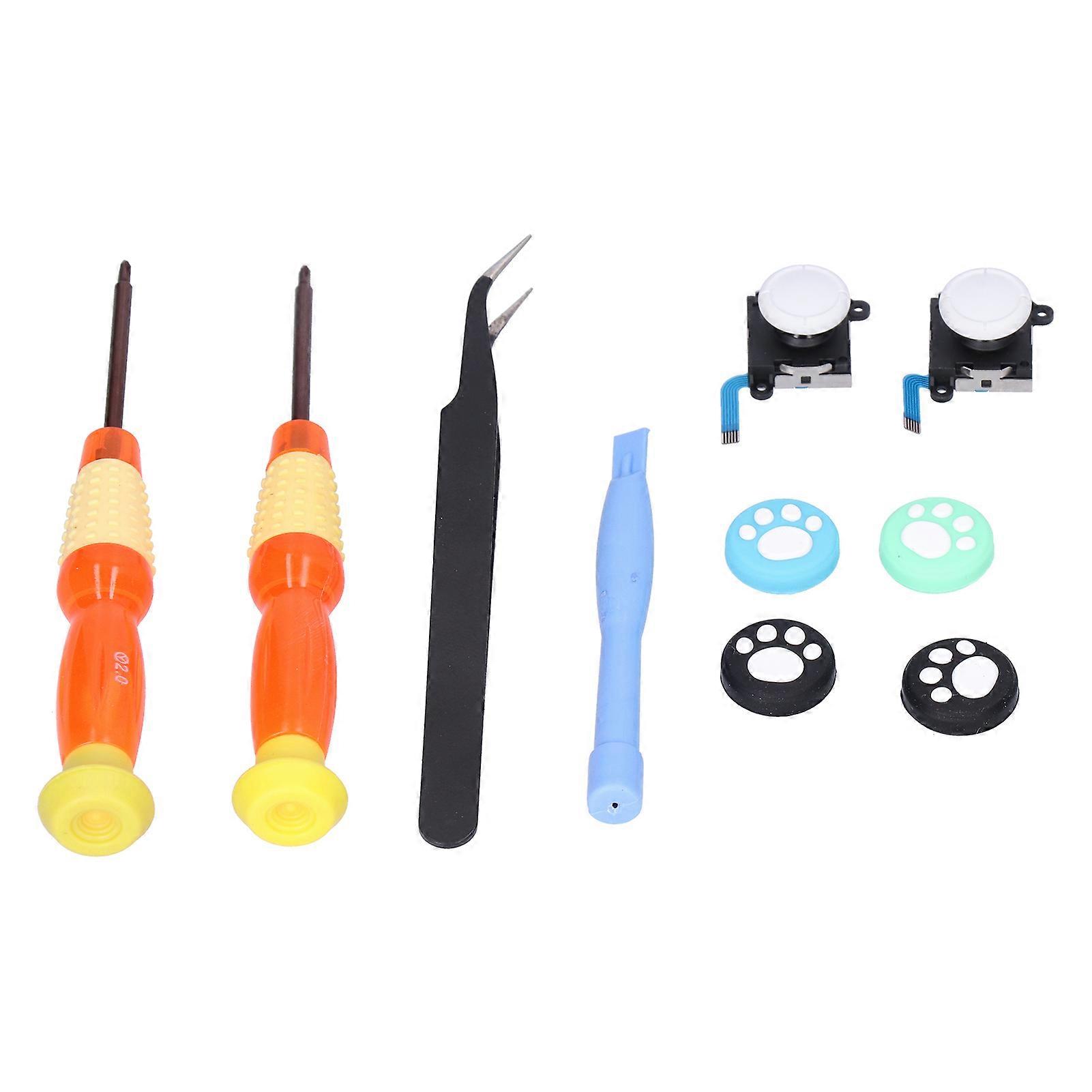 Joystick Replacement Tool Console Repair Kit With 3d Analog Joystick Screwdrivers Tweezers For Nswitch Controller(white )