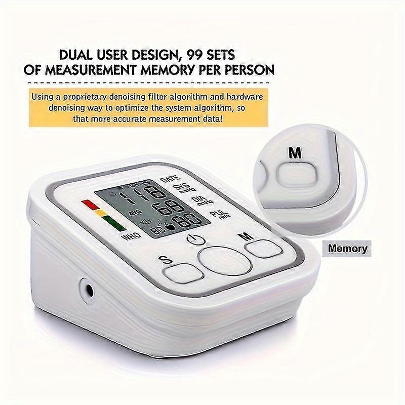 1pc LCD Display Blood Pressure Monitor Household Arm Band Type Blood Pressure Monitor Pulse Heart Beat Rate Meter Accurate Measurement Battery Not Inc