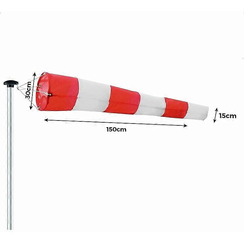 Windsock for outdoors, Wind Direction Indicator in Red and White 150x30x15cm. Suspension & Swivel, Weather Resistant, Wind Direction Indicator