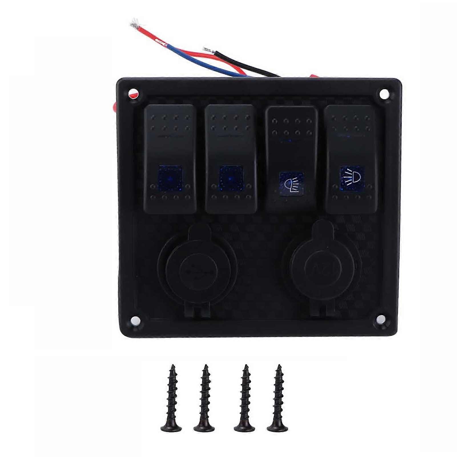 4 Gang Rocker Switch Panel LED IP65 Waterproof for 1224V Cars Trucks Boats Modification E2U911
