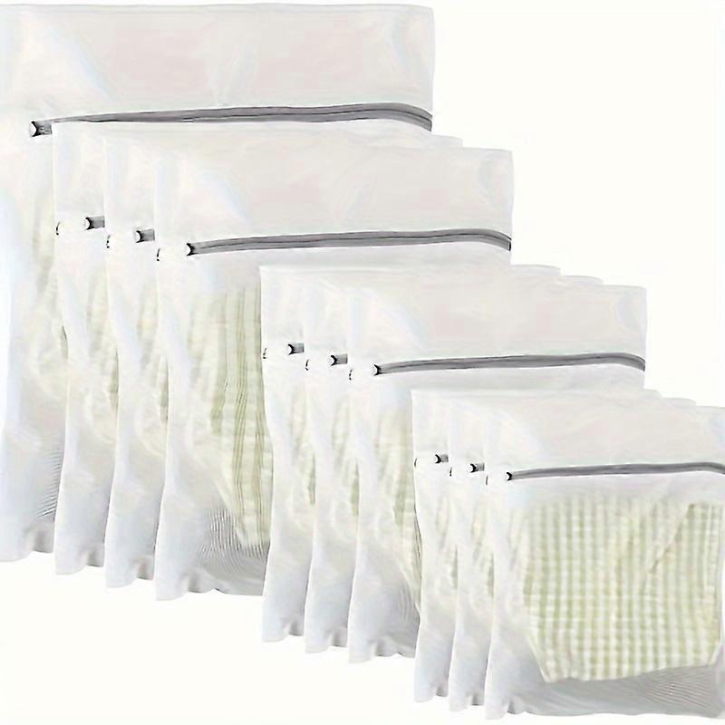 10-Pack Fabric Laundry Bags with Zipper Closure, Woven Rectangle Multipurpose Wash Bags for Delicates, Machine Wash Special Protective Mesh for Clothe
