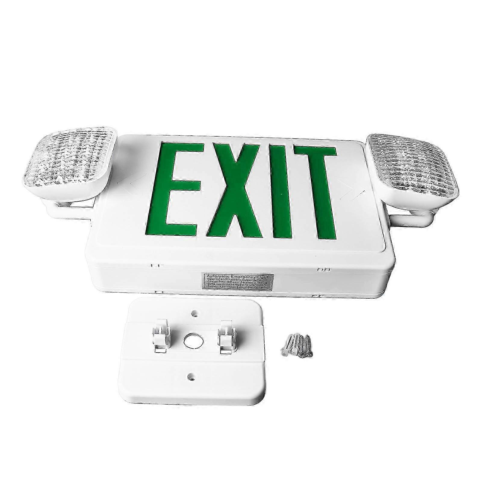 LED Emergency Exit Sign 2x3W Adjustable Head Super Bright Fire Indication Lamp Green Exit Sign AC85?265V