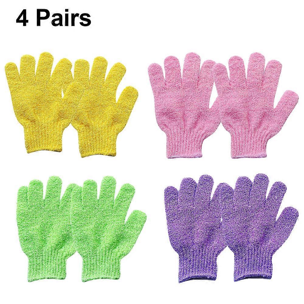 4 Pairs Exfoliating Shower Gloves,Double Sided Exfoliating Bath Gloves