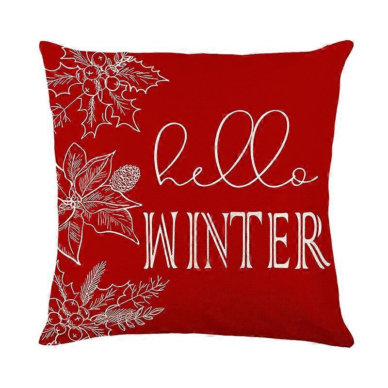 Christmas Cushion Covers Christmas Tree Snowflakes Decorative Let It Snow Cushion Covers Linen Winter Throw Pillow Covers for Sofa Bedroom