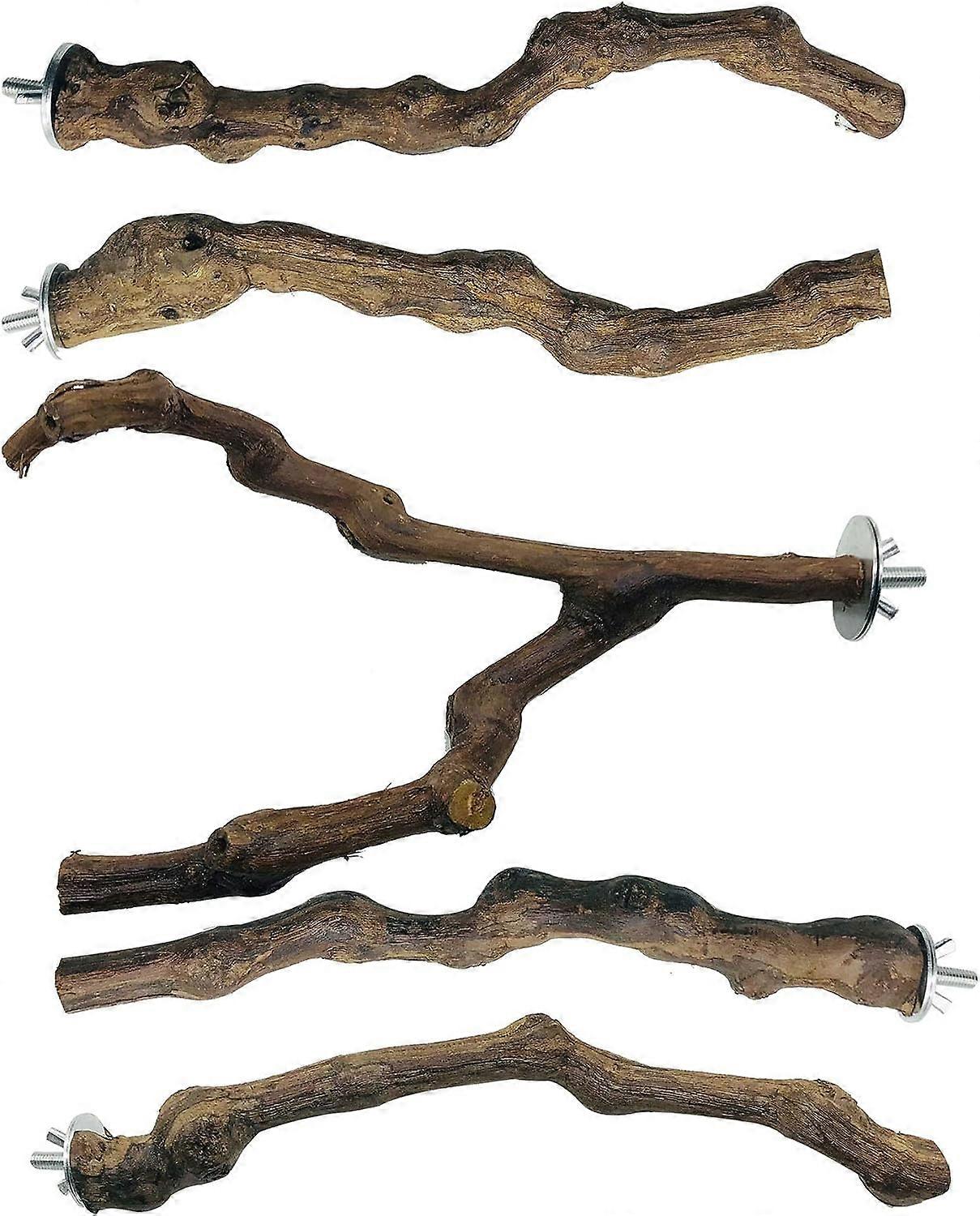 5 PCS Bird Perch Natural Grape Stick Bird Standing Stick  For  Parakeets, Finches