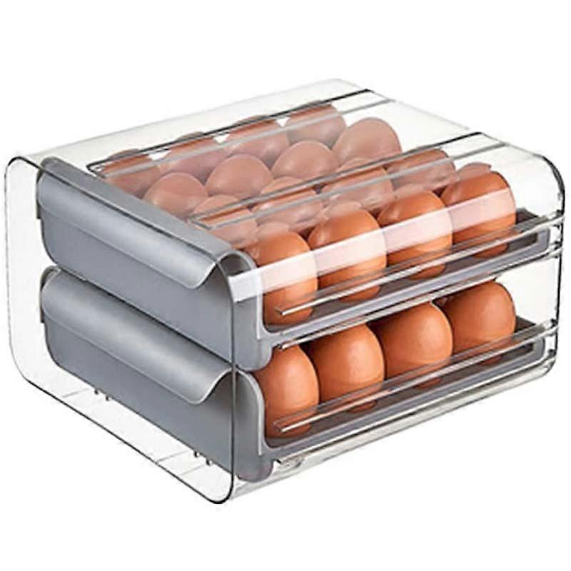 32 Grid Egg Storage Double-Layer Drawer Type Egg Box for Fridge Egg Container Shelf Saving Kitchen