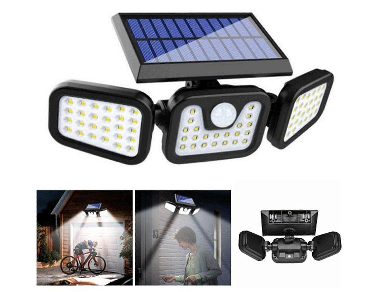 2Pcs 3-Head Motion Sensor Solar Light Adjustable 100COB Spotlights