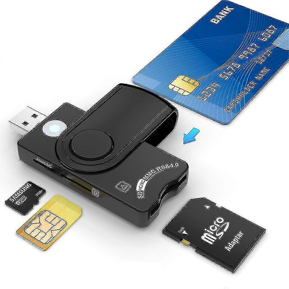 Smart Card Reader Usb 4 Ports Usb Hub, Usb Common Access Cac Card