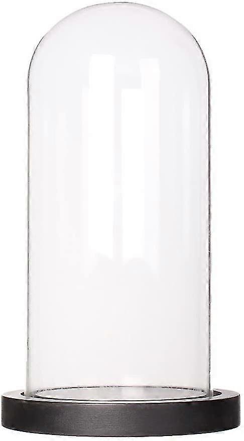 Glass Display Dome Cloche Tabletop Display Case (black Wood Base, Dia3.5 X H7.4)