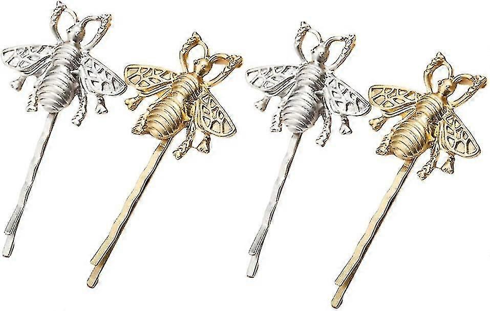Ms. Christmas Character Plays Matte Little Bee Hairpin (gold+silver) 4 Pieces (d-583-a)