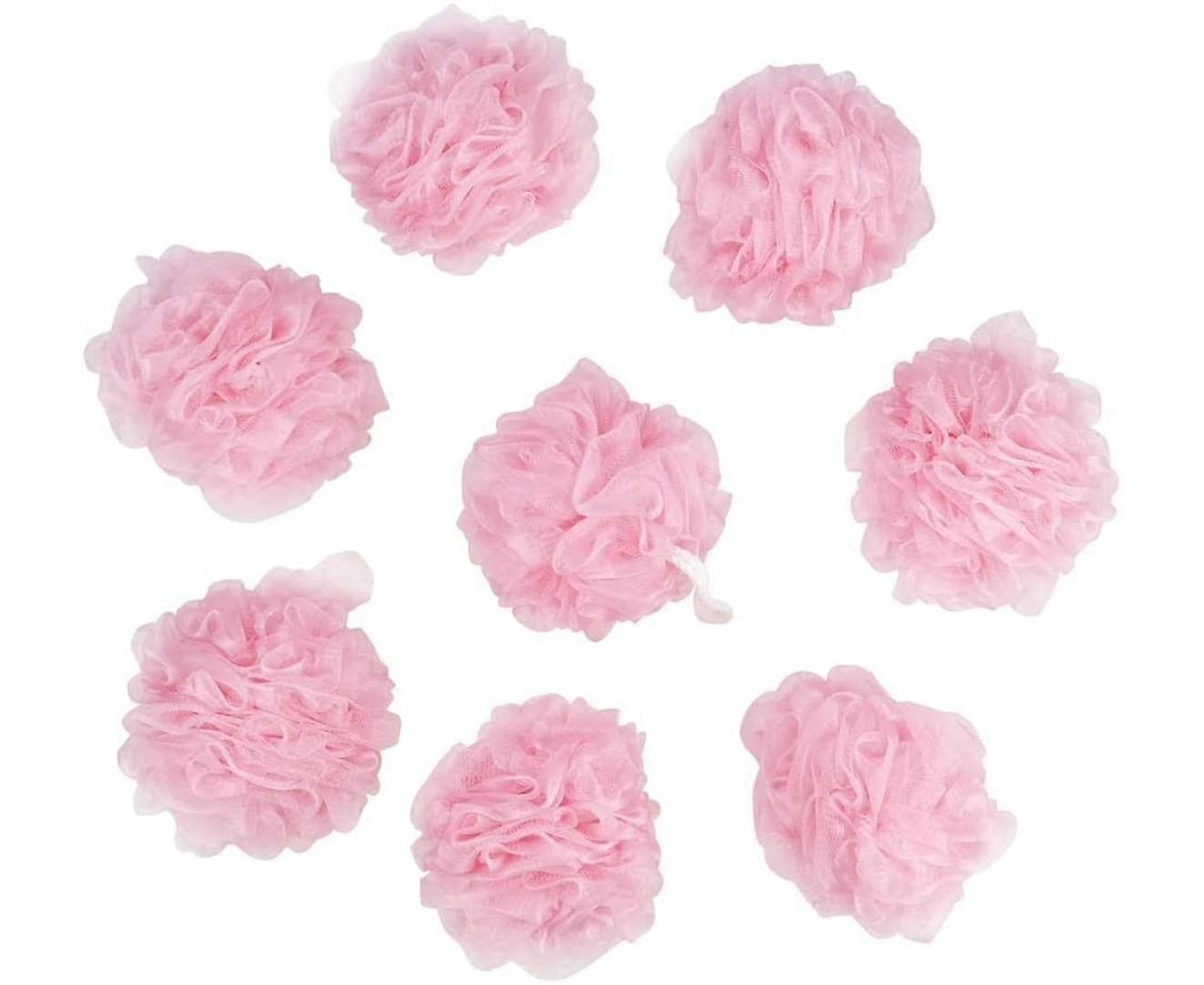 Body Bath Cleaning Puff, Pink, 8 Packs