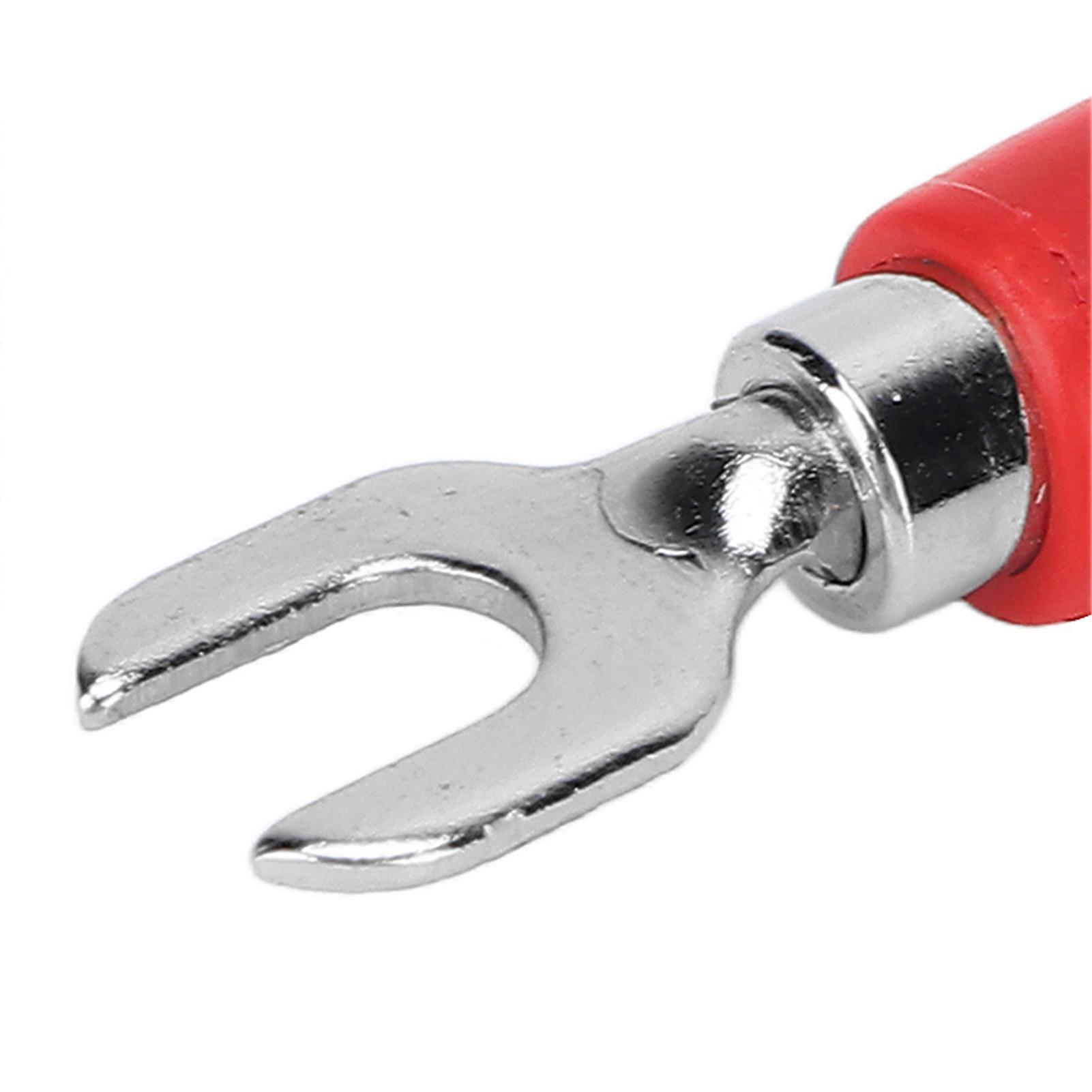 10Pcs/Set Banana Plug Adapter Insulated Fork Spade Wire Connectors U Type Electrical Crimp Terminals for MultimeterRed