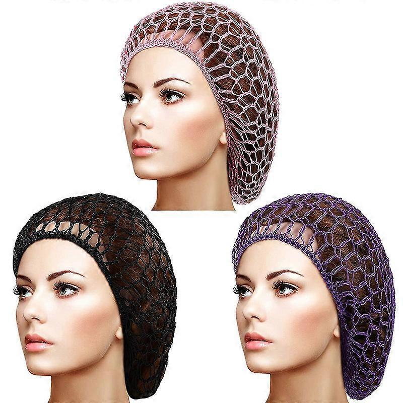 3 Pack Mesh Hair Net ,Rayon Crochet Hair Net, Crochet Nightcap