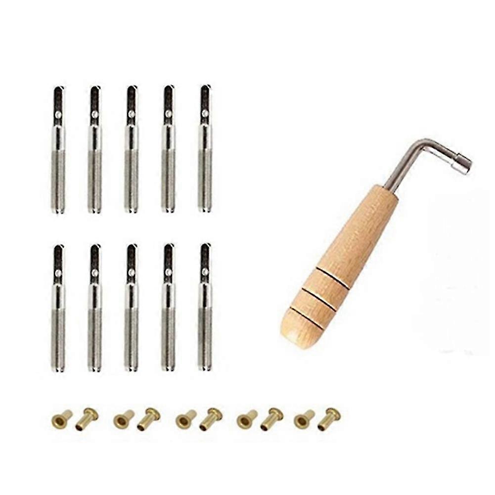 10pcs Tuning Pin Nails And 10pcs Rivets,with L-shape Tuning Wrench,for Lyre Harp Harp Musical Strin