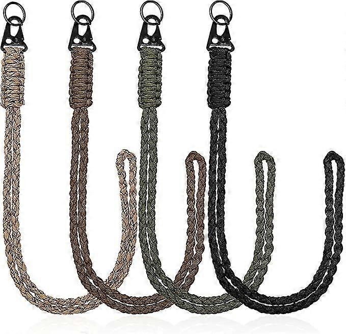 4pcs Heavy Duty Lanyards With Metal Hk Clips, Braided Strong Paracord Key Chain