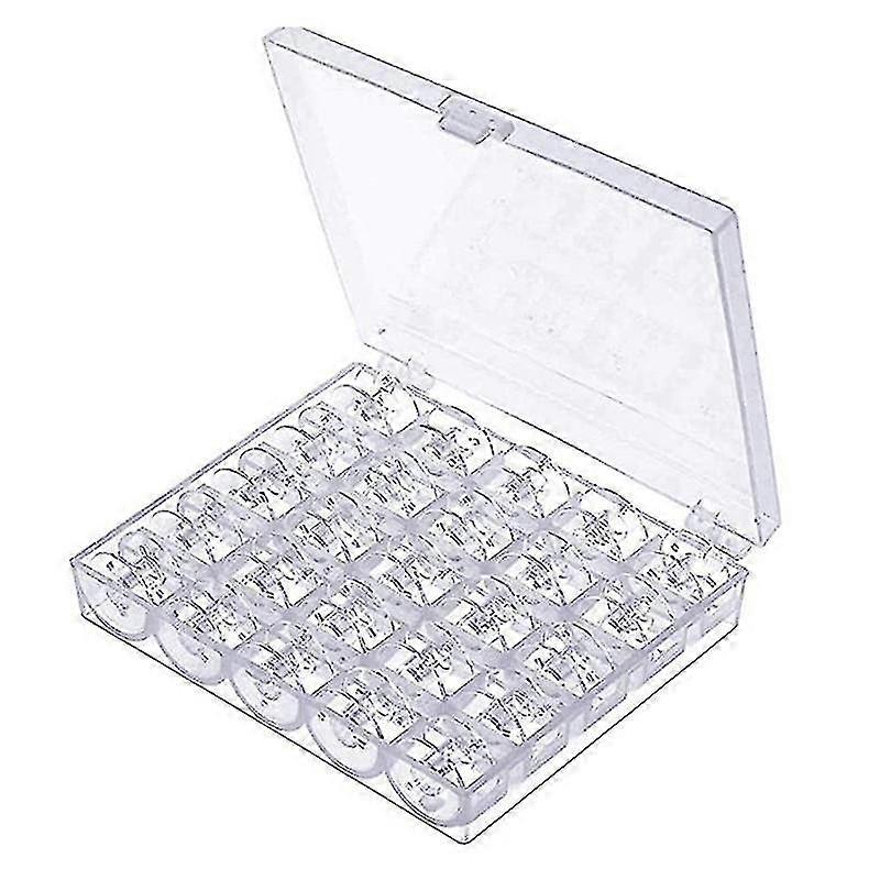 Sewing Machine Bobbins Including Storage Box, Transparentclear25pcs