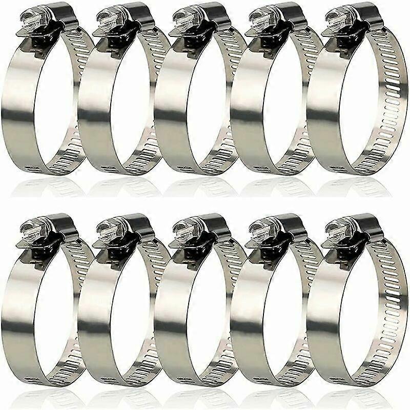 304 Stainless Steel Hose Clamp, Metal Hose Clamp Diameter Adjustable from 27 to 51 mm, Swimming Pool Hose Clamp for Fixing Pipes 10 Pieces