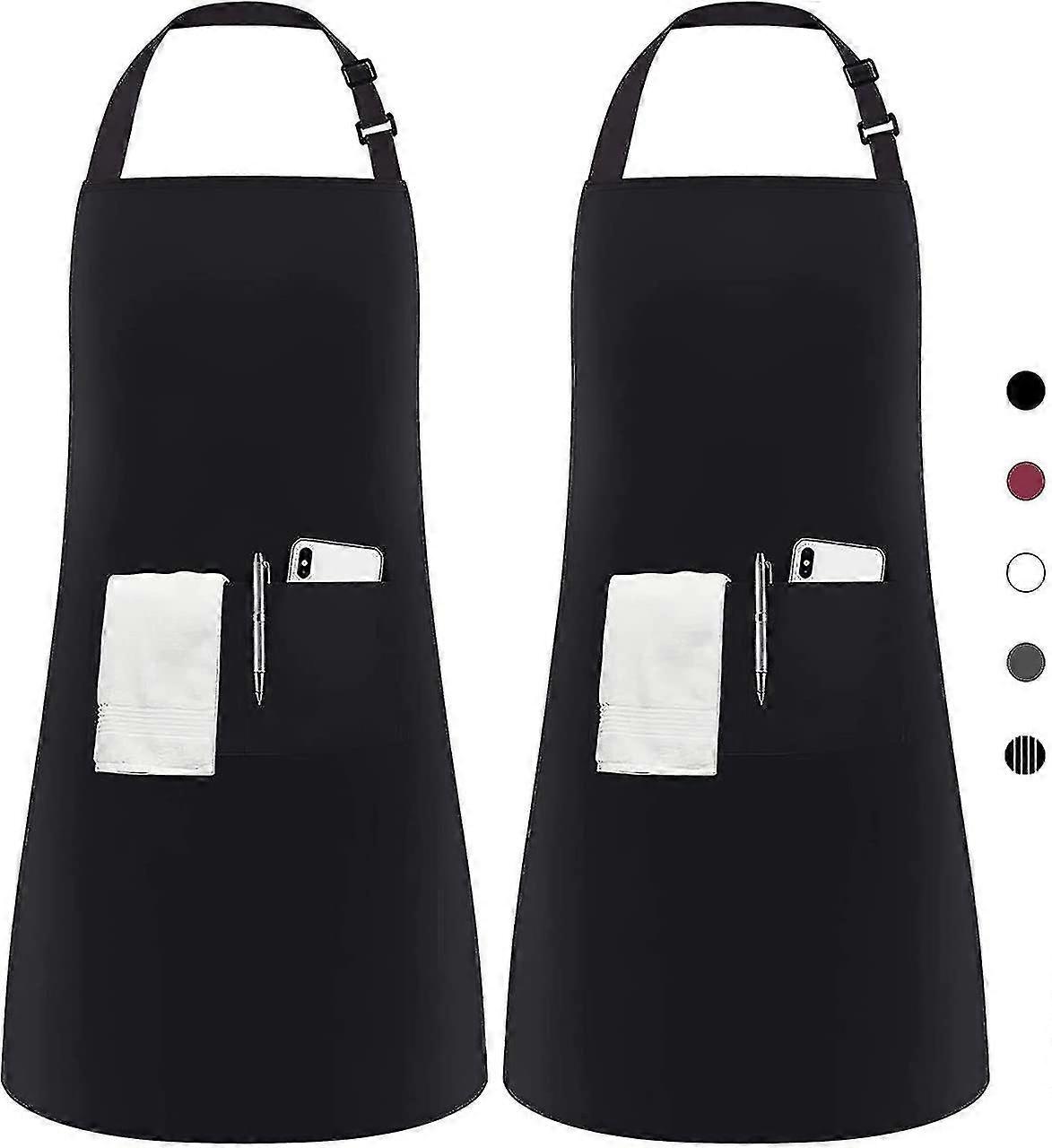 2pcs Adjustable Apron With 2 Pockets Cooking Apron Kitchen Apron