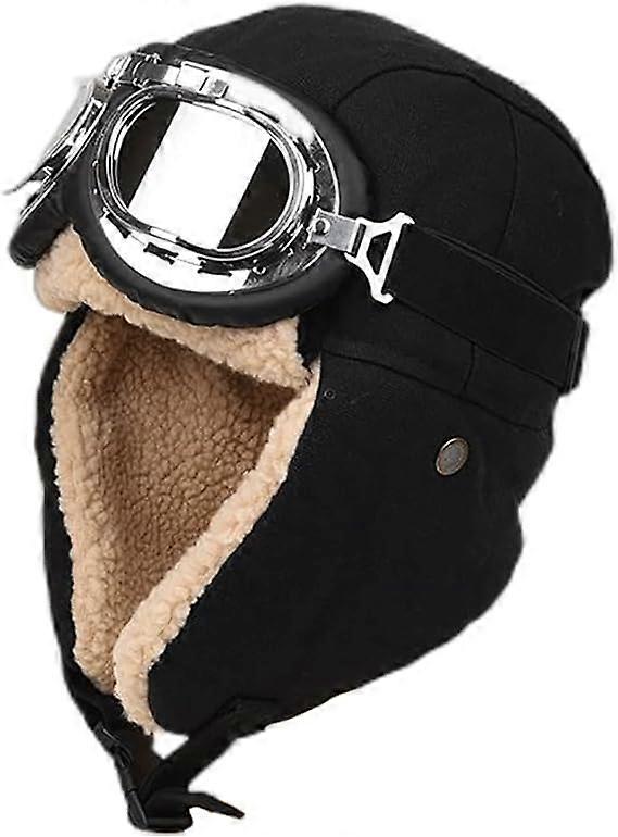 Aviator Hat Pilot Goggles Fur Ear Flaps Trooper Trapper Pilot Cap for menn Kvinner