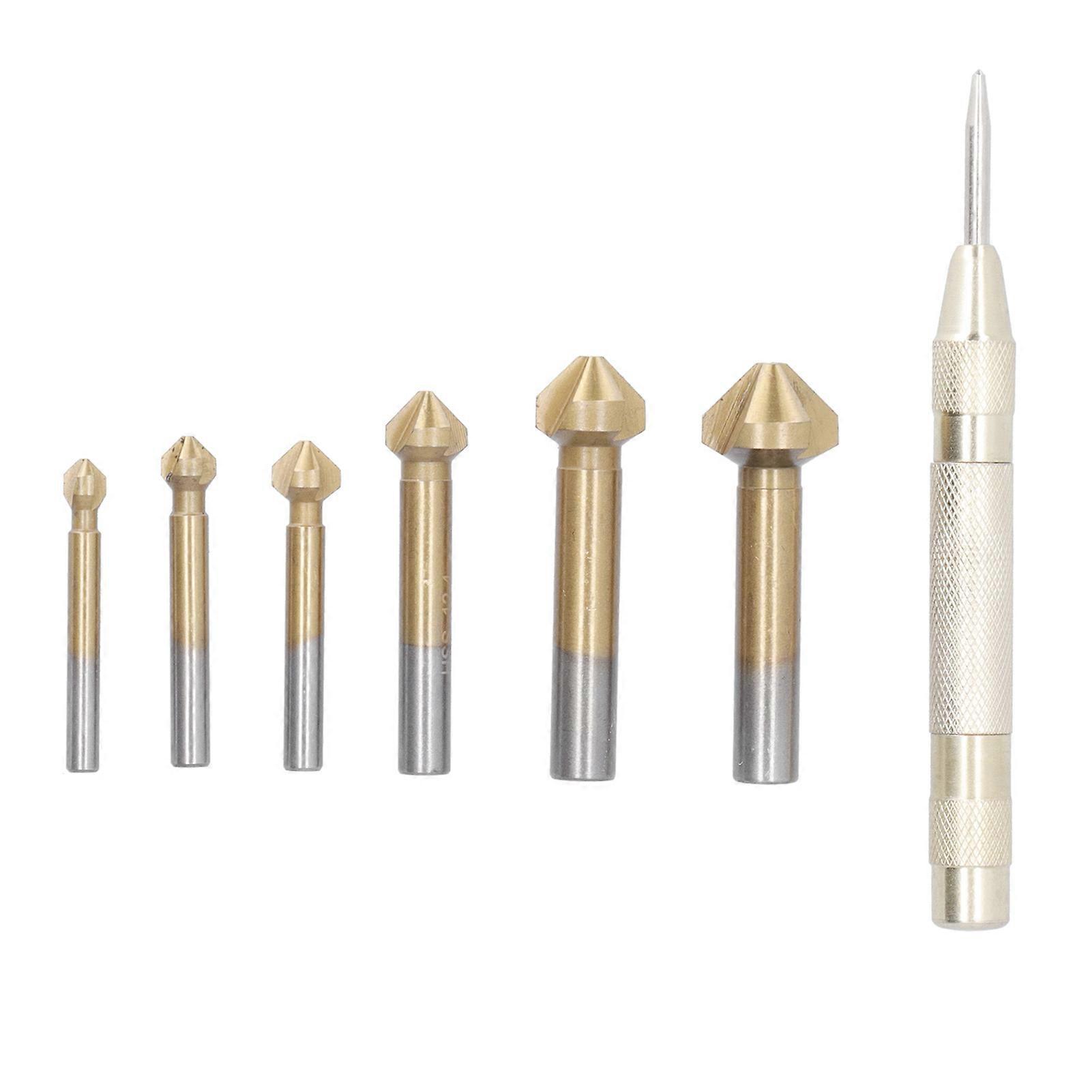 7Pcs Countersink Drill Bit Set Titanize Rustproof Sturdy Durable 90 Degree Counter Sinker Drill Bits for Wood Openings