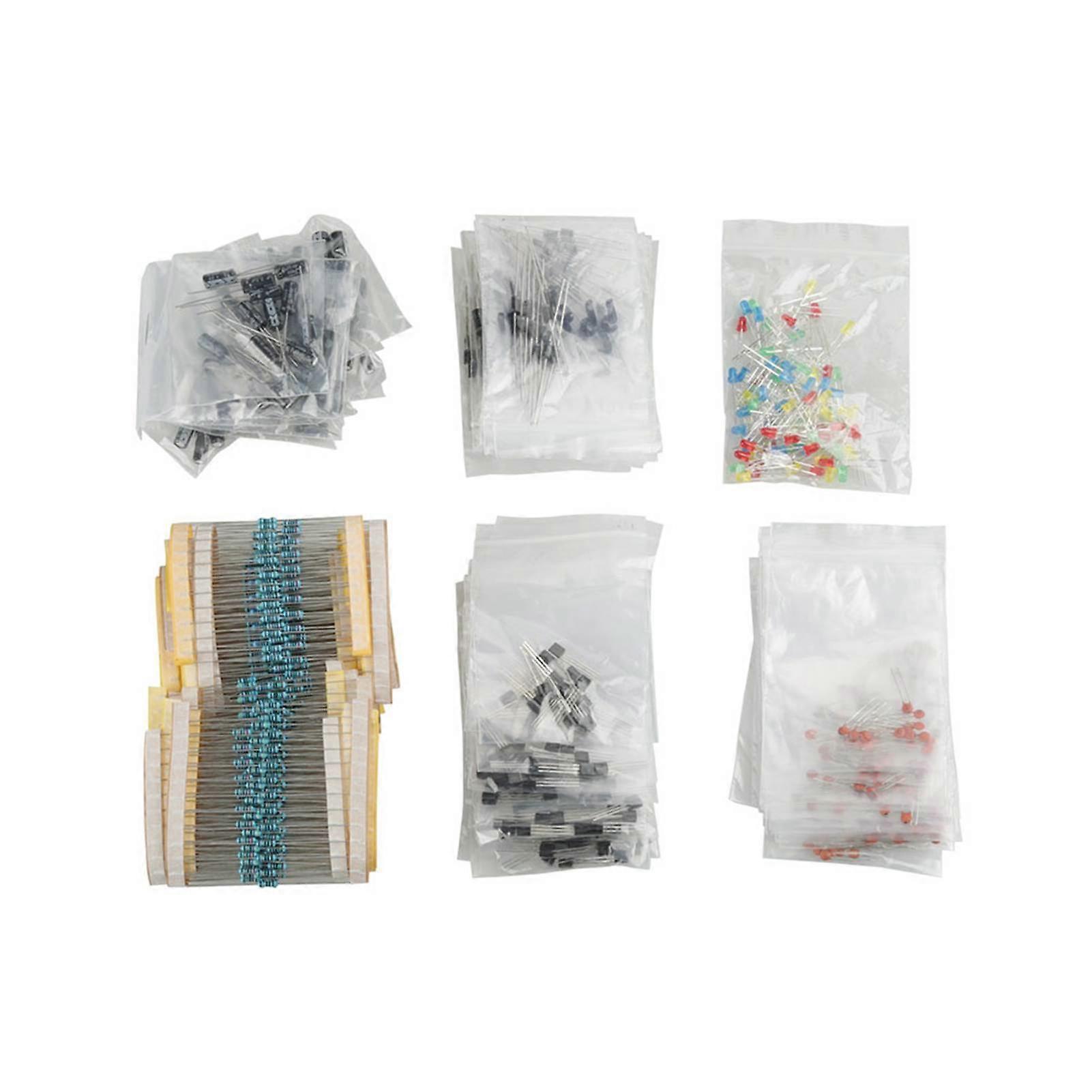 Electronic Components Set LED Diodes Transistor Electrolytic Capacitors Resistors Kit