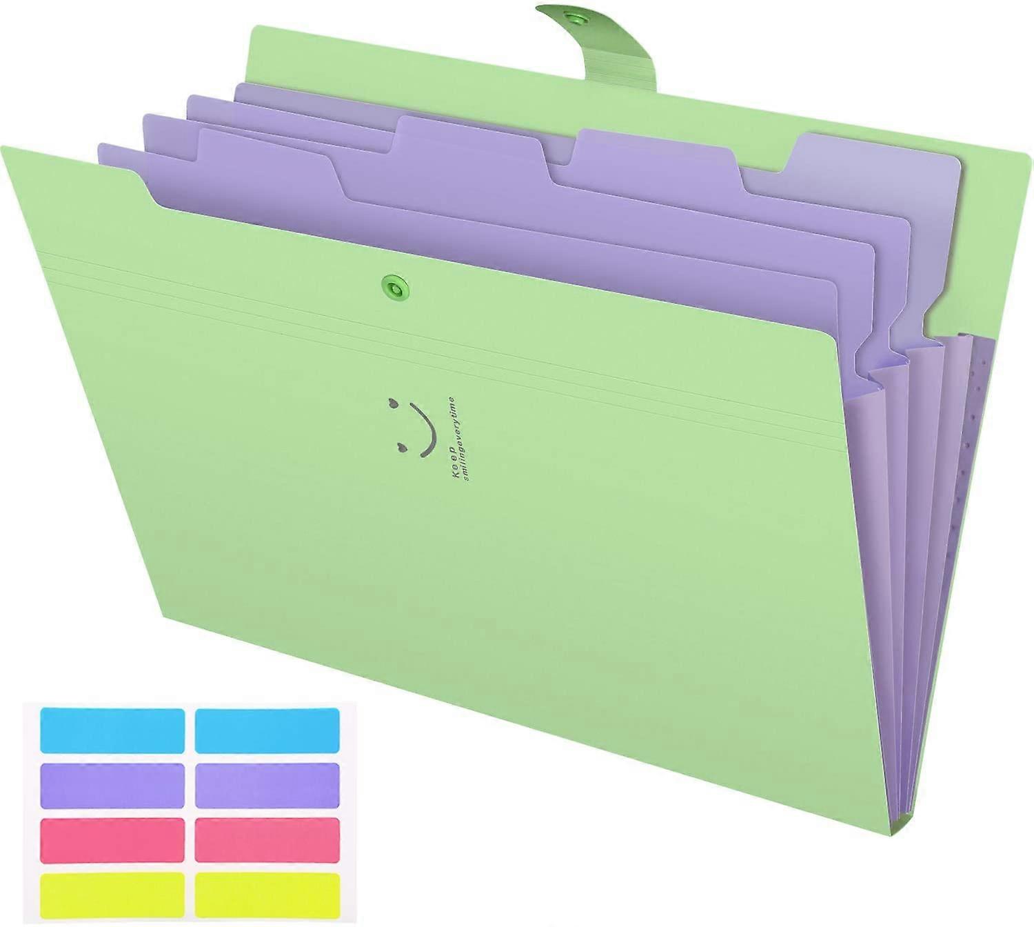 Blomstertrykt trekkspilldokumentmappe Utvide bokstavarrangør (grønn)