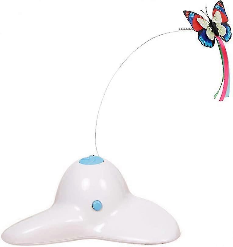 Indoor Interactive Cat Toy With 360 Rotating Butterfly (white)