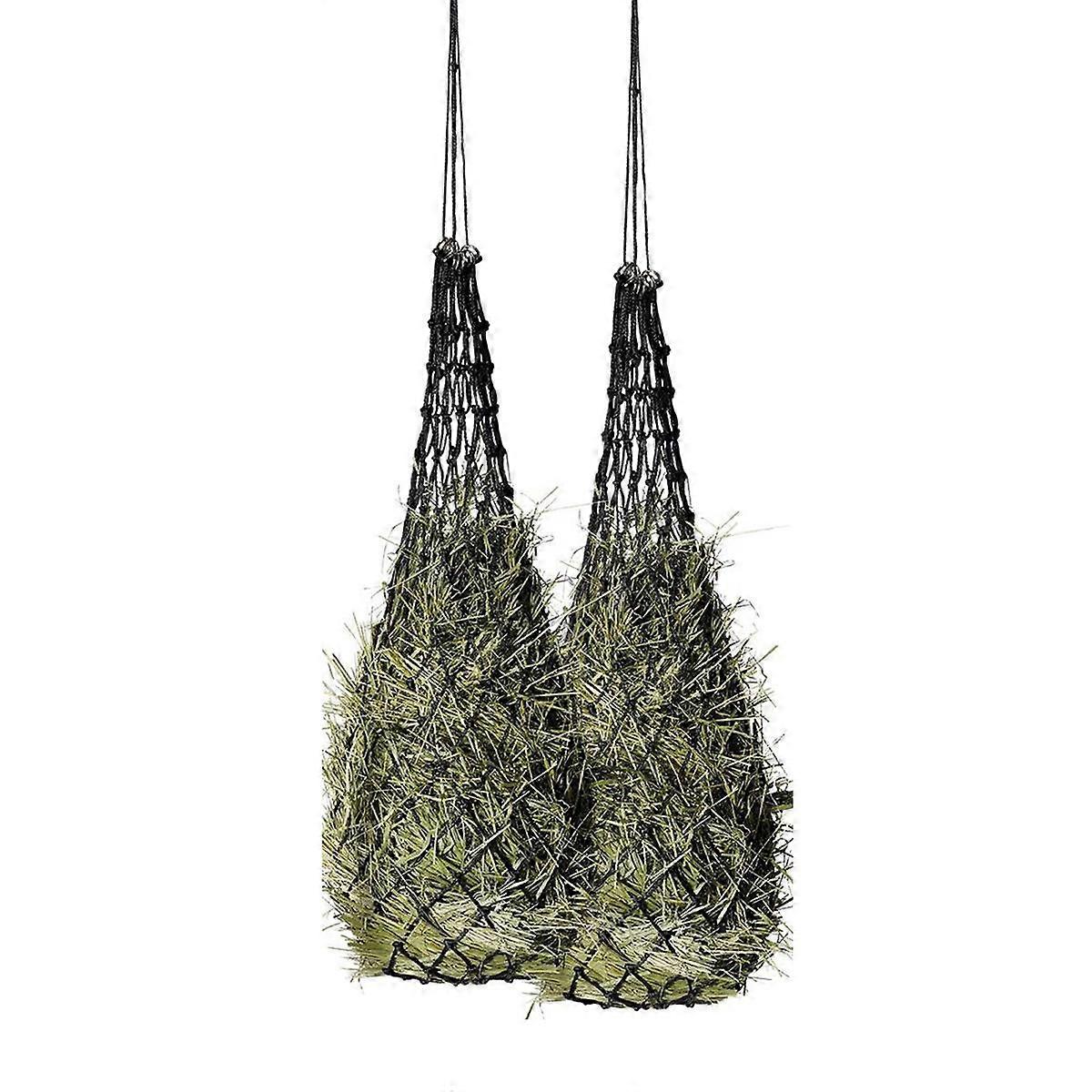 2 Pcs Slow Feed Hay Net Hay Feeder Hay Bag Hay Net for Horses Slow Feeder Haynet 40 Inch Length wit