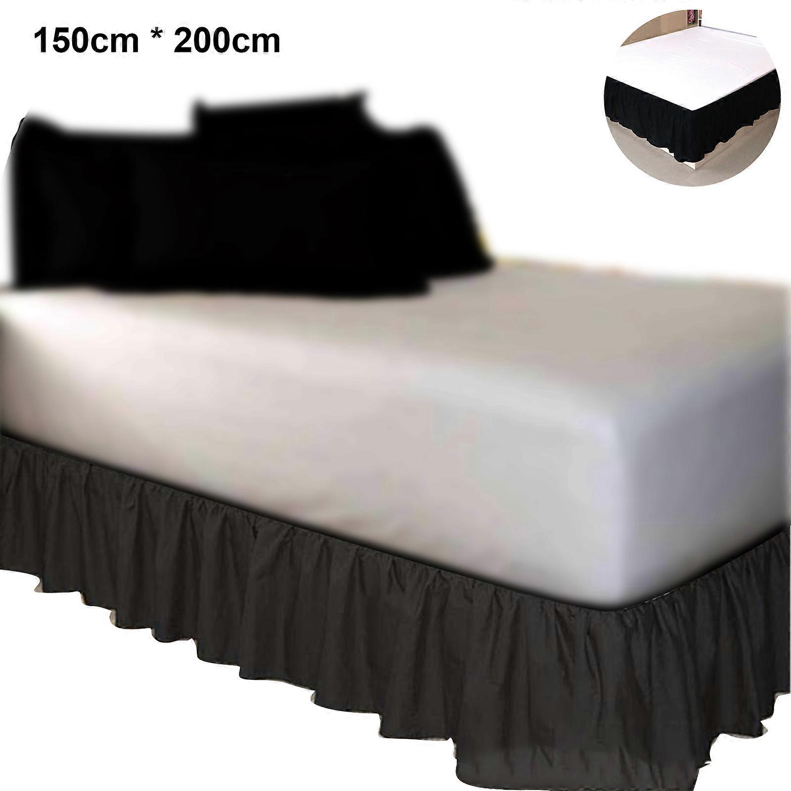 Bed Skirt WhiteWrap-Around Dust Ruffles, 150*200cm Drop Easy-Install Bedskirt Wrinkle/Fade Resistance, Machine Washable