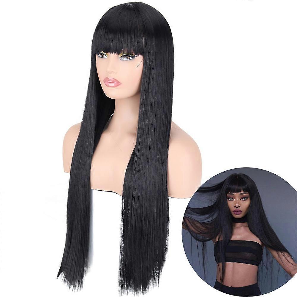 AZQUEEN Synthetic Bob Perruques Courtes Bob Perruque Droite Avec Frange pour Femmes Perruque Rose Noir pour Fête Usage Quotidien Longueur des Épaules