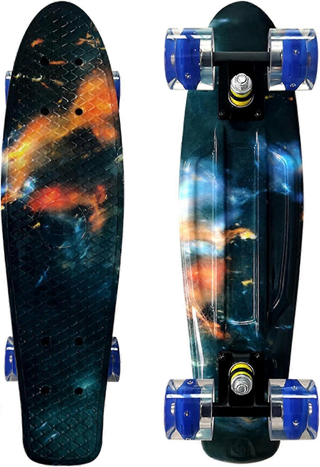 Planche à roulettes pour enfants de 6 à 18 ans, planche à roulettes longboard de 22 pouces avec roues à led, planches à roulettes pour enfants pour débutants, filles, garçons, adolescents, jeunes