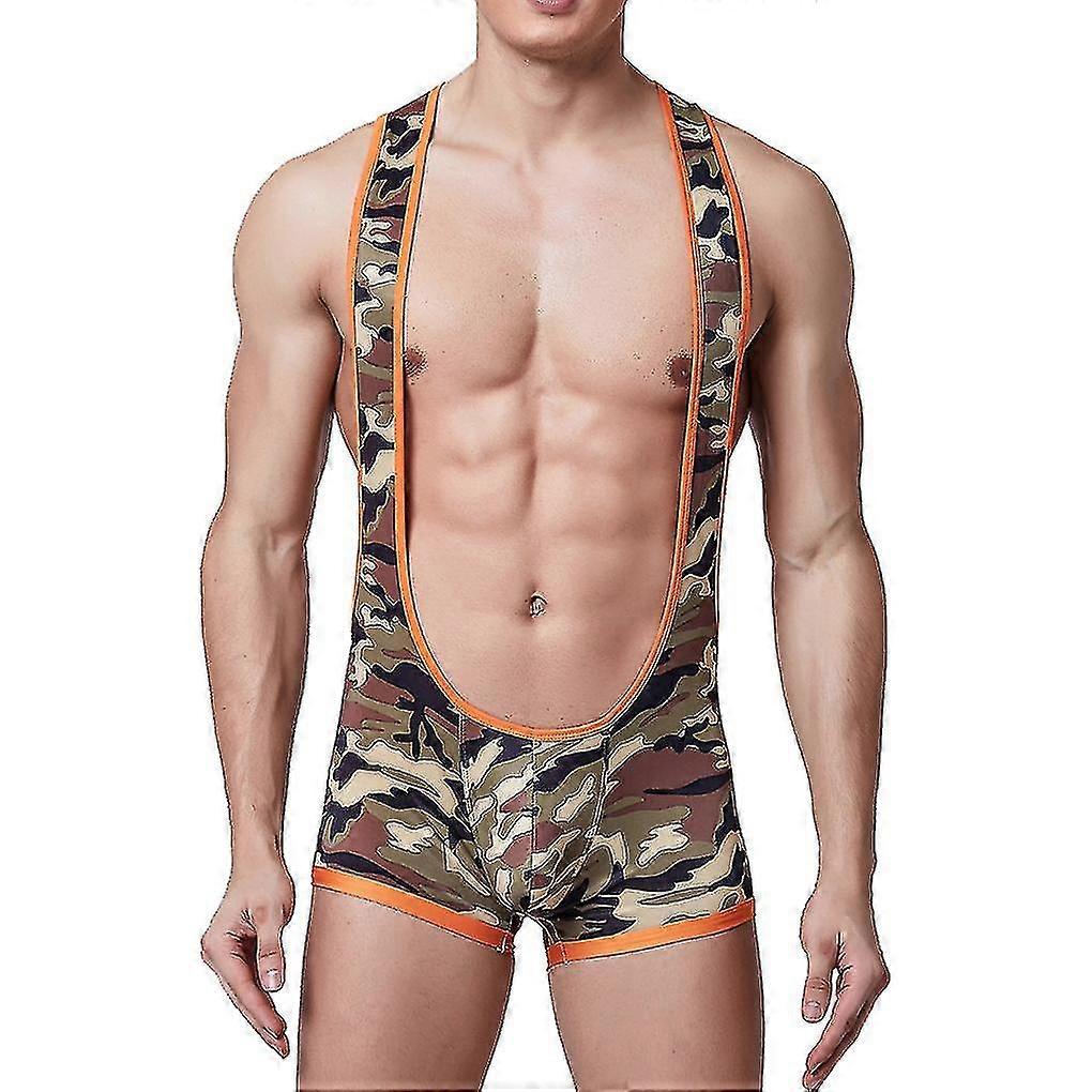 Men Camouflage Jockstrap G Wrestling Singlets