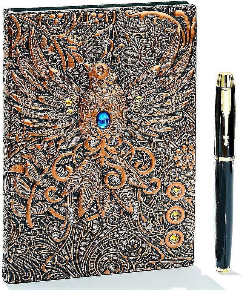Vintage 3d Phoenix Embossed Leather Writing Journal ,a5,200pages,antique Handmade Daily Notepad Sketchbook,travel Diary&notebook To Write In,for W