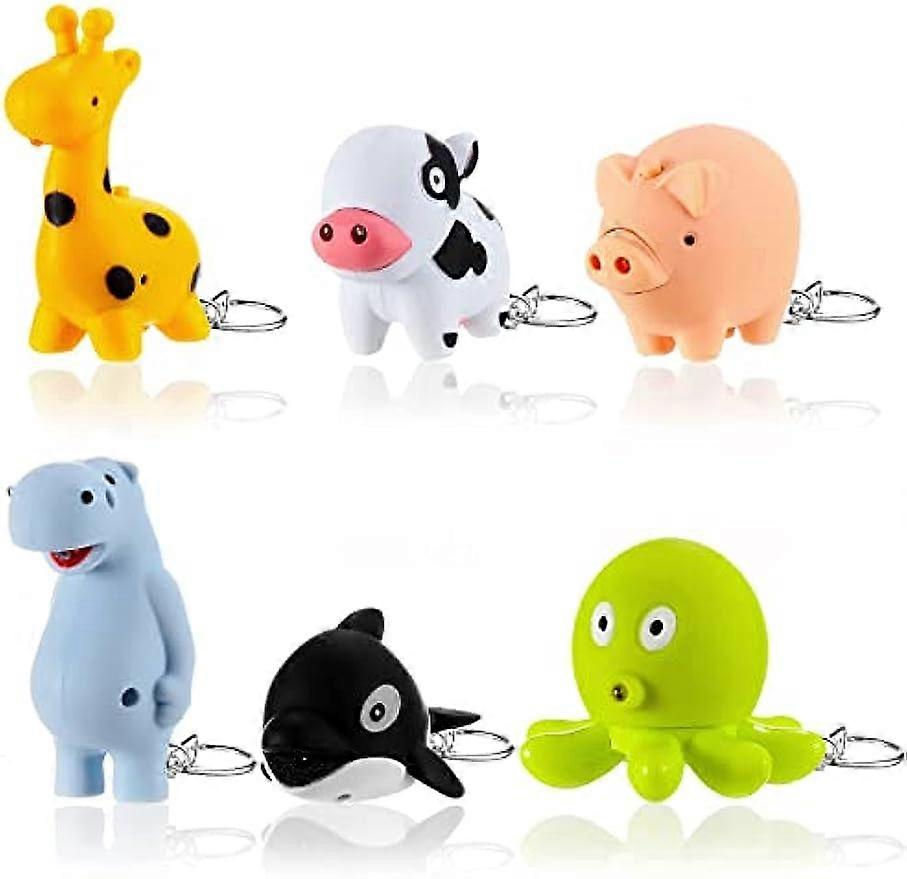 6 Pieces Nurse Flashlight Pediatric Nurse Flashlight Keychain Animal Flashlight Puppy Keychain Tiger Flamingo Sloth Dinosaur Cat Flashlight Keychain P