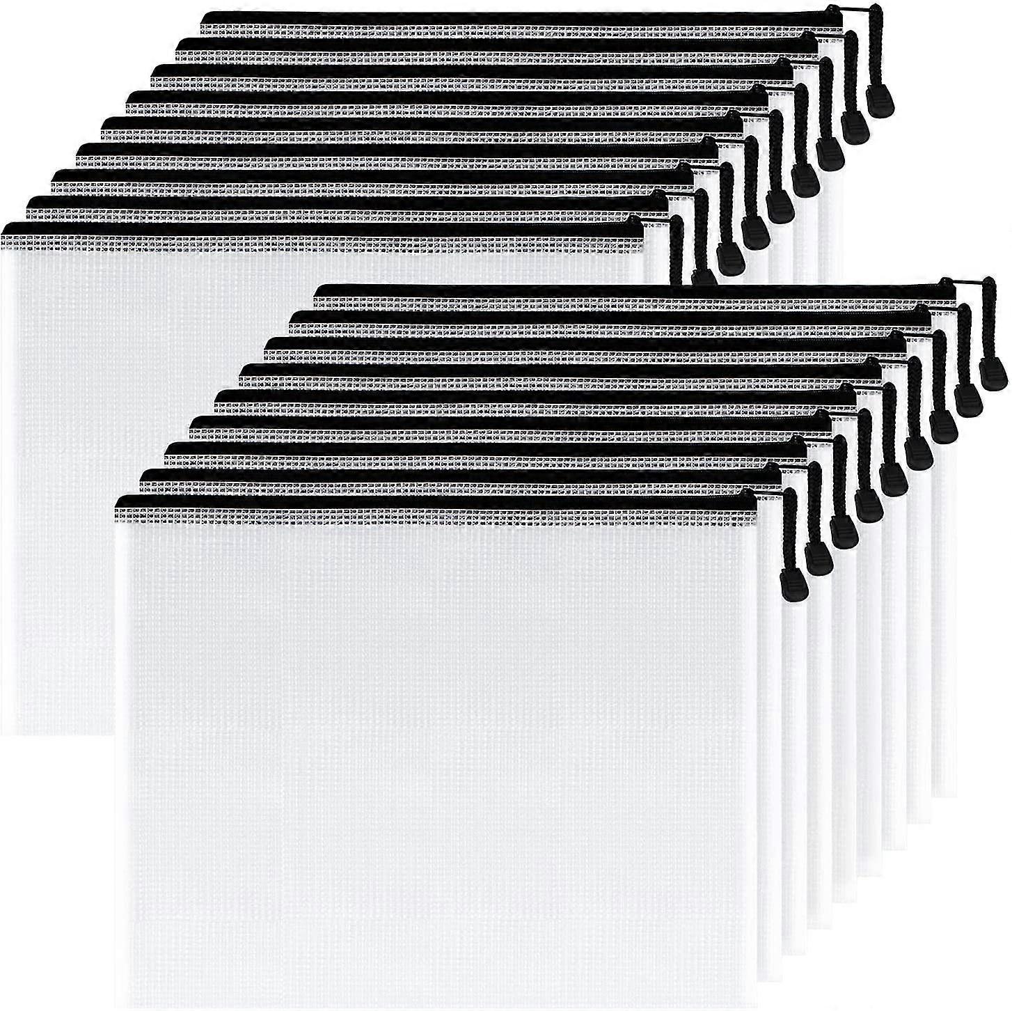 プラスチックメッシュジッパーポーチ9x13で、学校の事務用品、パズル&ゲーム整理ストレージのための特別な大きな耐水性ジップバッグ