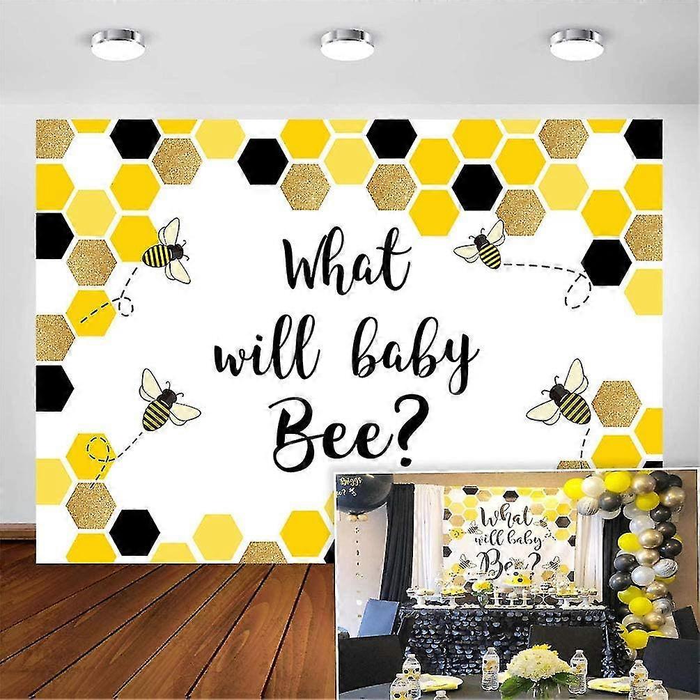ハニカムミツバチの性別は、背景を明らかにする7x5ft何赤ちゃん蜂パーティーバナーの装飾写真の背景ミツバチのテーマベビーシャワー写真の背景De