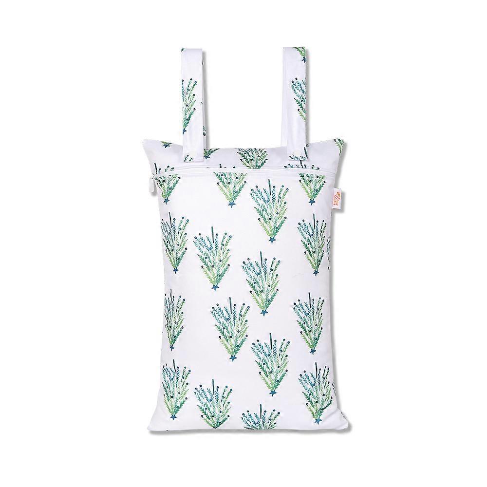 Christmas print waterproof and dust-proof double handle large capacity diaper storage bag