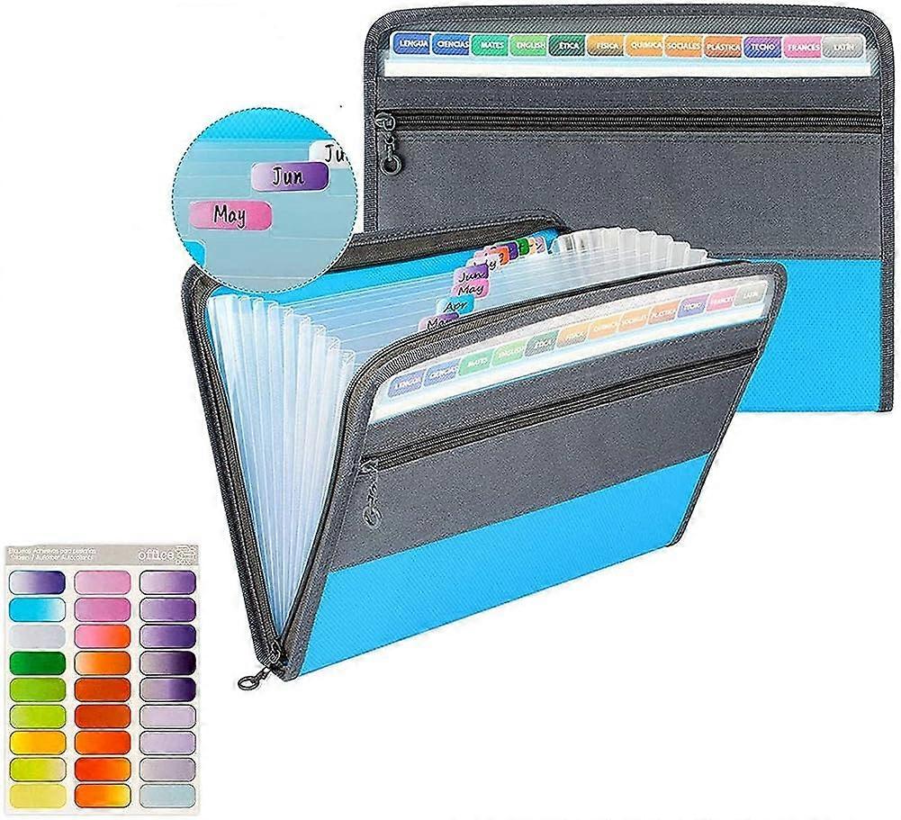 Document Folder A4, With 2 Zipper Folders, High Capacity Compartment Folder, File Organize