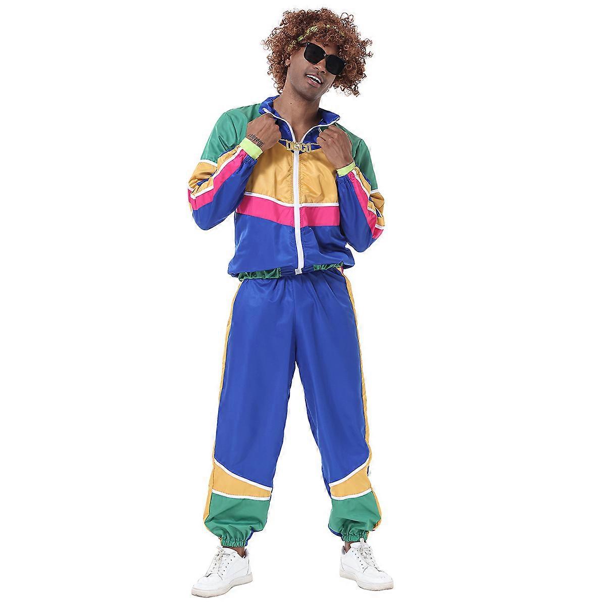 Tuta Uomo Anni '80 E '90 Stile Hip Hop – 3 Pezzi Con Giacca, Pantaloni E Berretto – Per Halloween E Carnevale